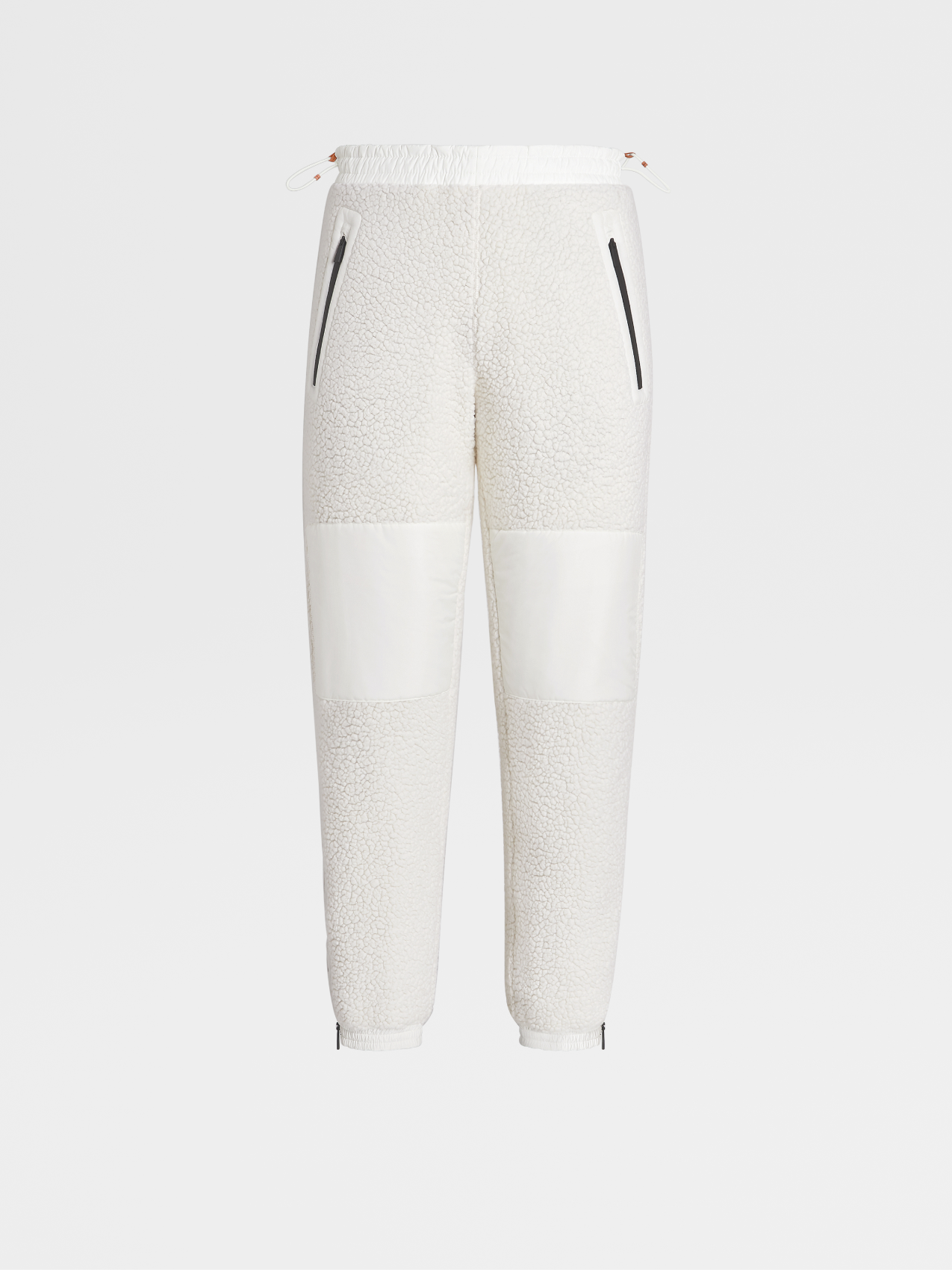 White Wool and Technical Fabric Padded Jogger Pants